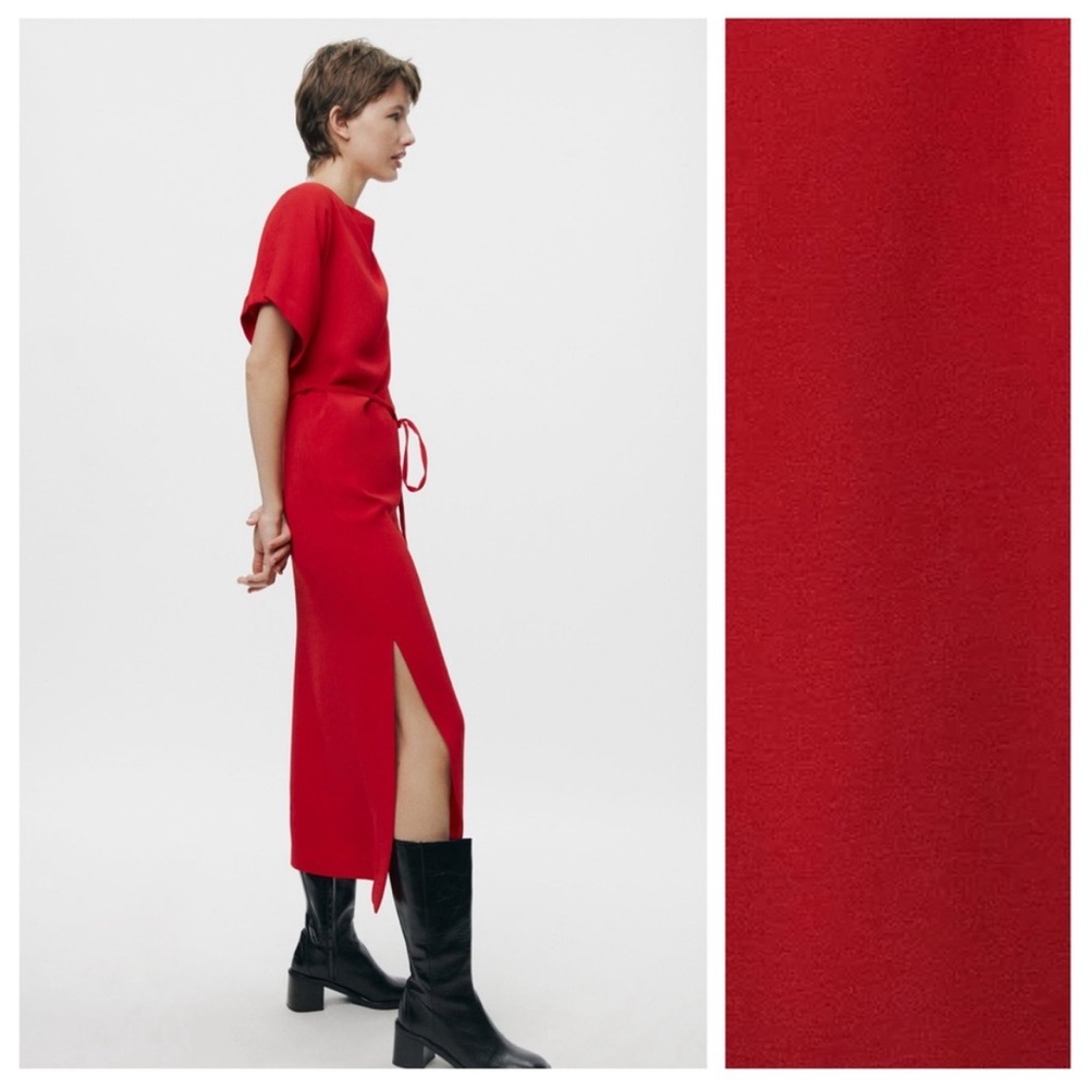 ZARA LONG BELTED DRESS - Picture 6 of 10